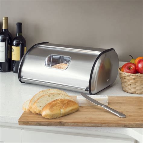 stainless steel bread boxes|stainless steel countertop bread box.